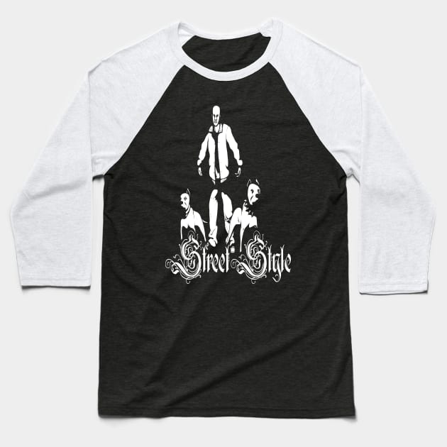 Gangster Street Illustration Baseball T-Shirt by Foxxy Merch